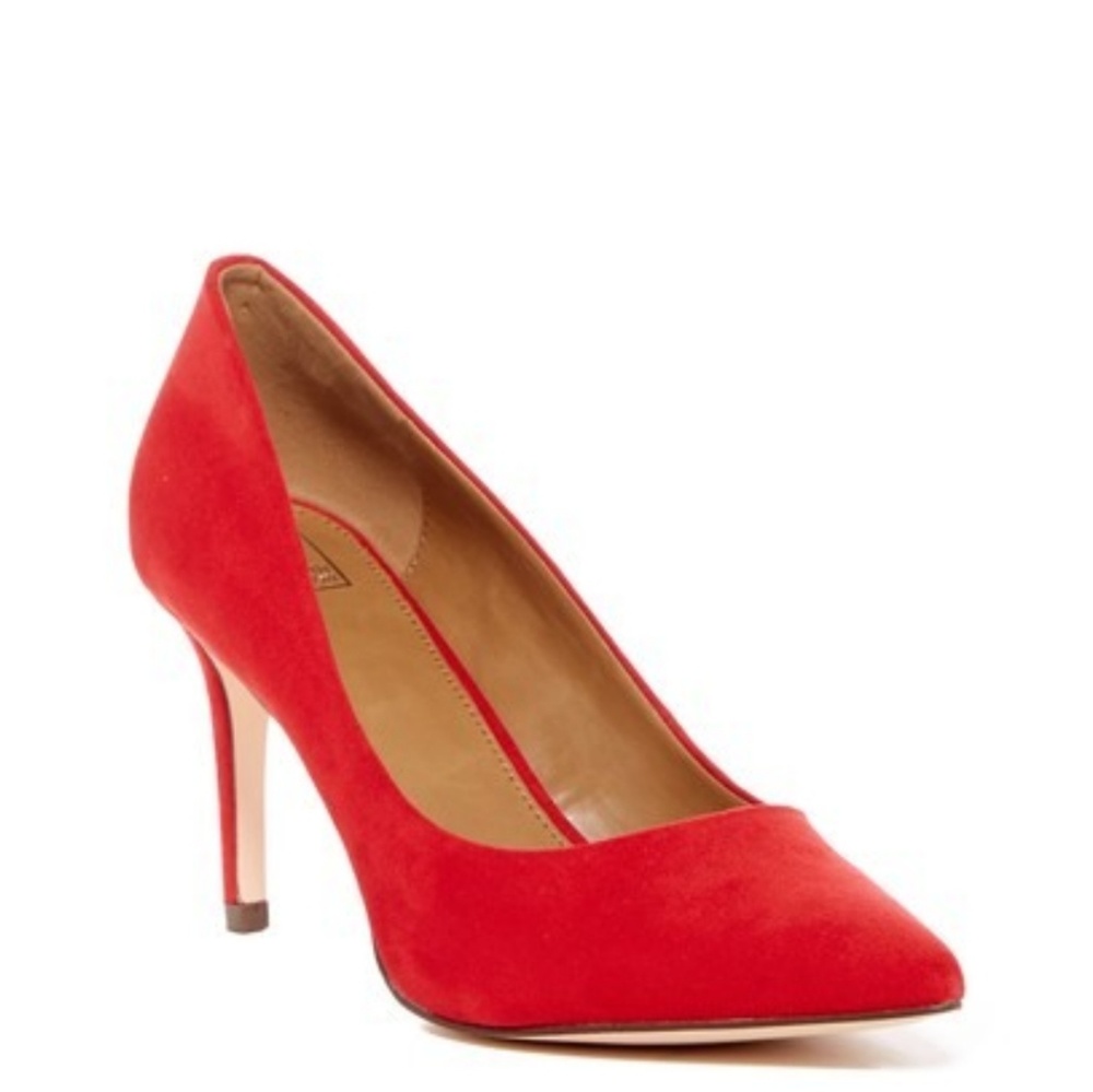 Red Faux Suede pumps
